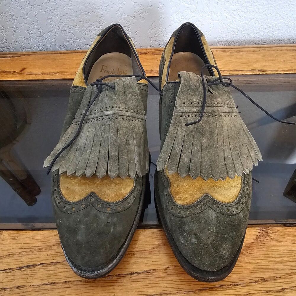 FootJoy vintage genuine alligator suede wingtip golf shoes kiltie mens 10 C usa